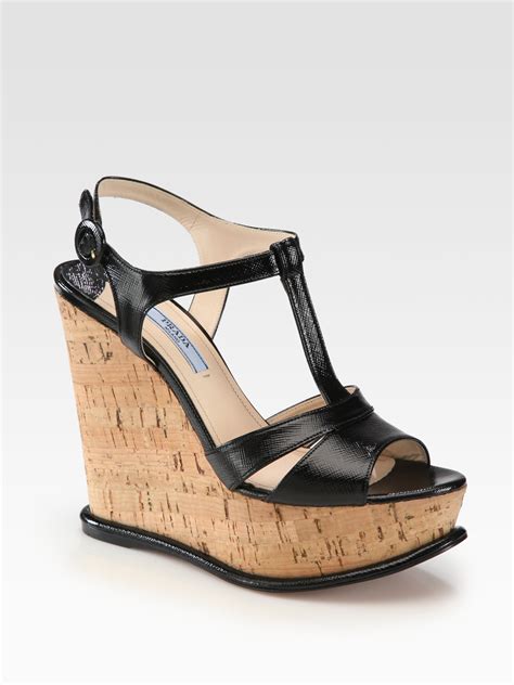 prada wedge black|Prada wedge black shoes.